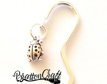 Silver Ladybug Bookmark: Book Lover Gift