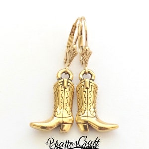 Gold Cowboy Boot Earrings - Western Boot Earrings - Cowgirl Boot Earrings - Fun Cowboy Boot Earrings - Cowboy Jewelry