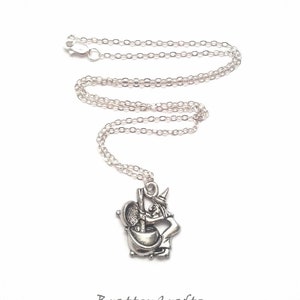 Silver Witch Stirring Cauldron Necklace - Silver Witch Necklace - Halloween Necklace - Halloween Jewelry - Witches Brew Necklace
