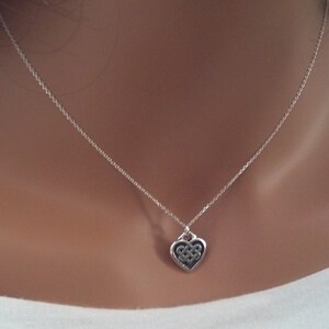 1/2&quot; Silver Celtic Knot Heart Necklace - Celtic Double Heart Necklace - Silver Celtic Necklace - Valentine Necklace