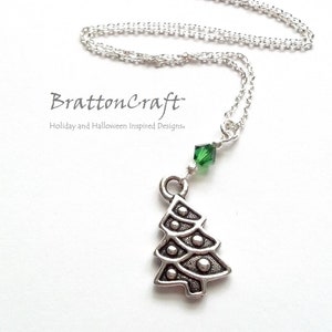 Silver Christmas Tree Necklace - Christmas Tree Jewelry - Christmas Jewelry - Holiday Jewelry - Holiday Necklace