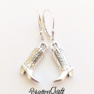Cowboy boot earrings silver sale