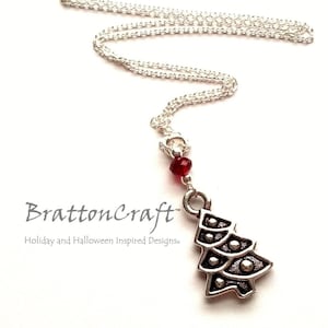 Silver Christmas Tree Necklace - Christmas Tree Jewelry -  Christmas Necklace - Christmas Jewelry - Holiday Jewelry