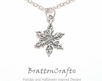 Silver Snowflake Necklace - Sterling Silver Snowflake Necklace - Winter Necklace - Winter Wedding Necklace - Christmas Necklace