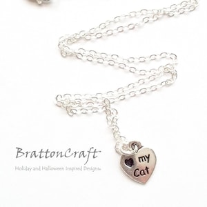 Love My Cat Heart Necklace Cat Heart Necklace Paw Necklace Heart Necklace Silver Heart Necklace Cat Necklace immagine 1