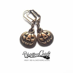 Gold Pumpkin Earrings: Spooky Halloween Jewelry
