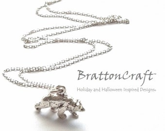 Sterling Silver Bear Necklace: Grizzly Bear Jewelry, Wildlife Charm