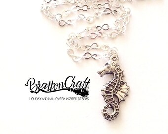 Silver Seahorse Necklace - Seahorse Necklace - Hippocampus Necklace - Ocean Necklace - Beach Necklace - Summer Necklace