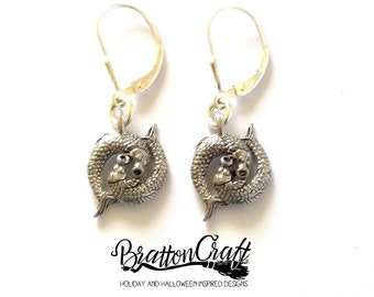 Silver Pisces Earrings: 3D Fish, Sterling Leverback - Astrology Jewelry