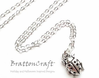 Silver Ladybug Necklace - Ladybug Necklace - Ladybug Jewelry - Insect Necklace - Insect Jewelry