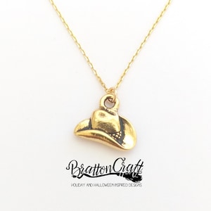 Gold Cowboy Hat Necklace - Western Hat Necklace - Cowgirl Hat Necklace - Fun Cowboy Hat Necklace - Cowboy Jewelry - Western Jewelry