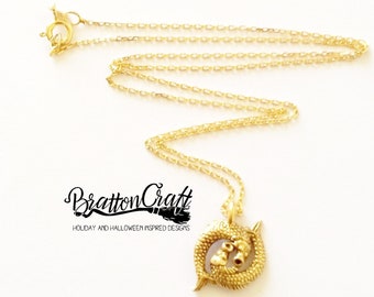 Gold Pisces Necklace: 3D Twin Fish Zodiac Jewelry