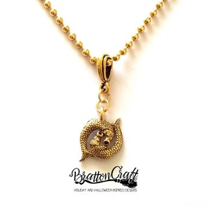 Gold Pisces Necklace - Pisces Necklace - Two Fish Necklace - Zodiac Necklace - Astrology Necklace - Pisces Jewelry - Zodiac Jewelry