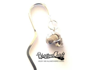 Silver Skull Bookmark - Mini Skull Bookmark - Halloween Bookmark - Day of the Dead Bookmark - Skull Lover - Samhain