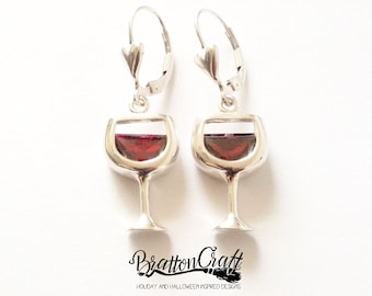 Orecchini a forma di calice di vino da donna, con strass