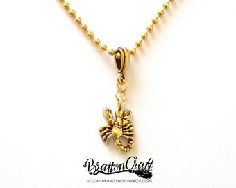 Gold Scorpion Necklace: Pewter Zodiac Jewelry