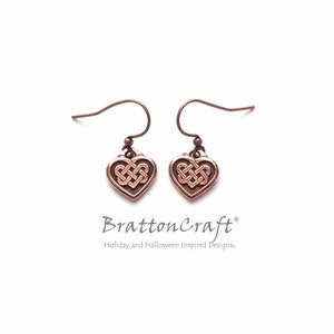 1/2 &quot; Copper Celtic Knot Heart Earrings - Celtic Double Heart Knot Earrings - Copper Celtic Earrings - Celtic Jewelry - Celtic Knot Jewelry