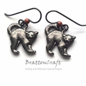 Pendientes de gato negro - Pendientes de Halloween - Joyas de Halloween - Pendientes de gato - Joyas de gato - Samhain