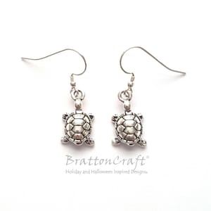 Silver Turtle Earrings - Land Turtle Earrings - Turtle Earrings - Turtle Jewelry - Tortoise Earrings - Reptile Earrings - Stocking Stuffers