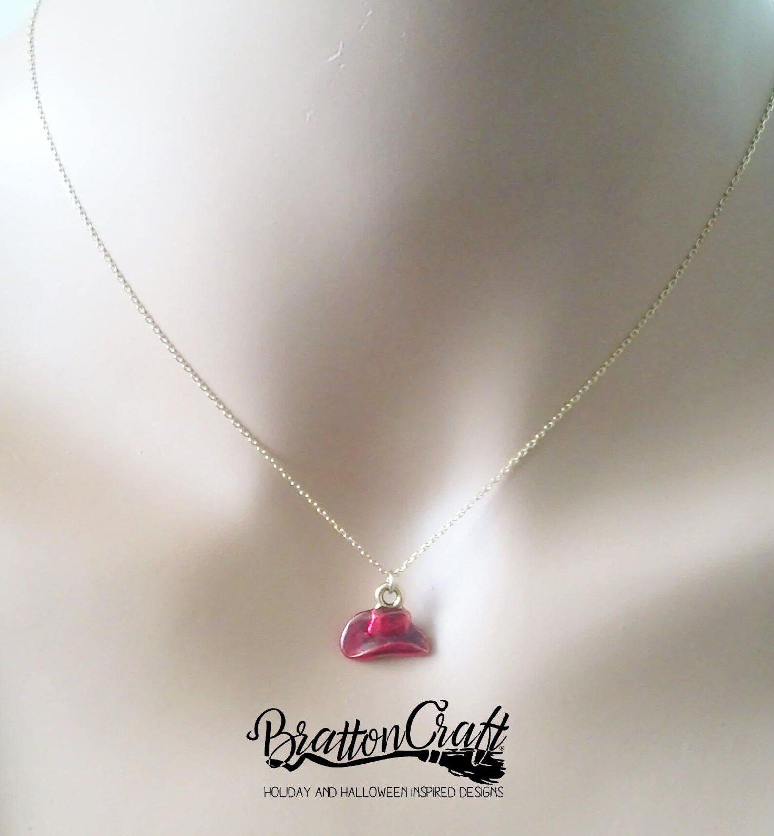 Red and Gold Cowboy Hat Necklace Western Hat Necklace Etsy