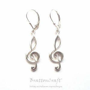 Sterling Silver Treble Clef Earrings -  Treble Clef Earrings - Music Earrings - Clef Earrings - Musical Symbol Earrings