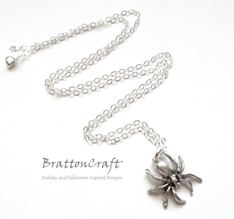 Spooky Jewelry Halloween Necklace Halloween Jewelry Spider Jewelry Silver Spider Necklace Spider Necklace