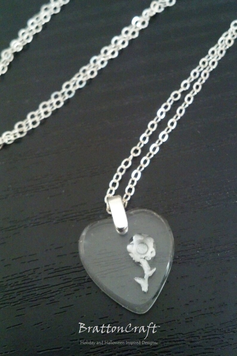 Czech Glass Heart Necklace Clear Glass Heart Necklace Valentine Necklace Heart Necklace Heart Jewelry image 5
