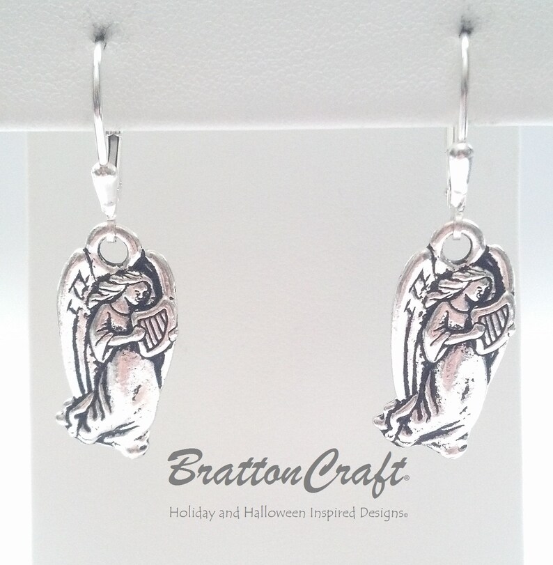 Silver Angel Earrings Easter Earrings Memorial Earrings Easter Jewelry Angel Jewelry Religious Jewelry image 4