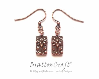 Copper Lotus Flower Earrings: Spiritual Jewelry