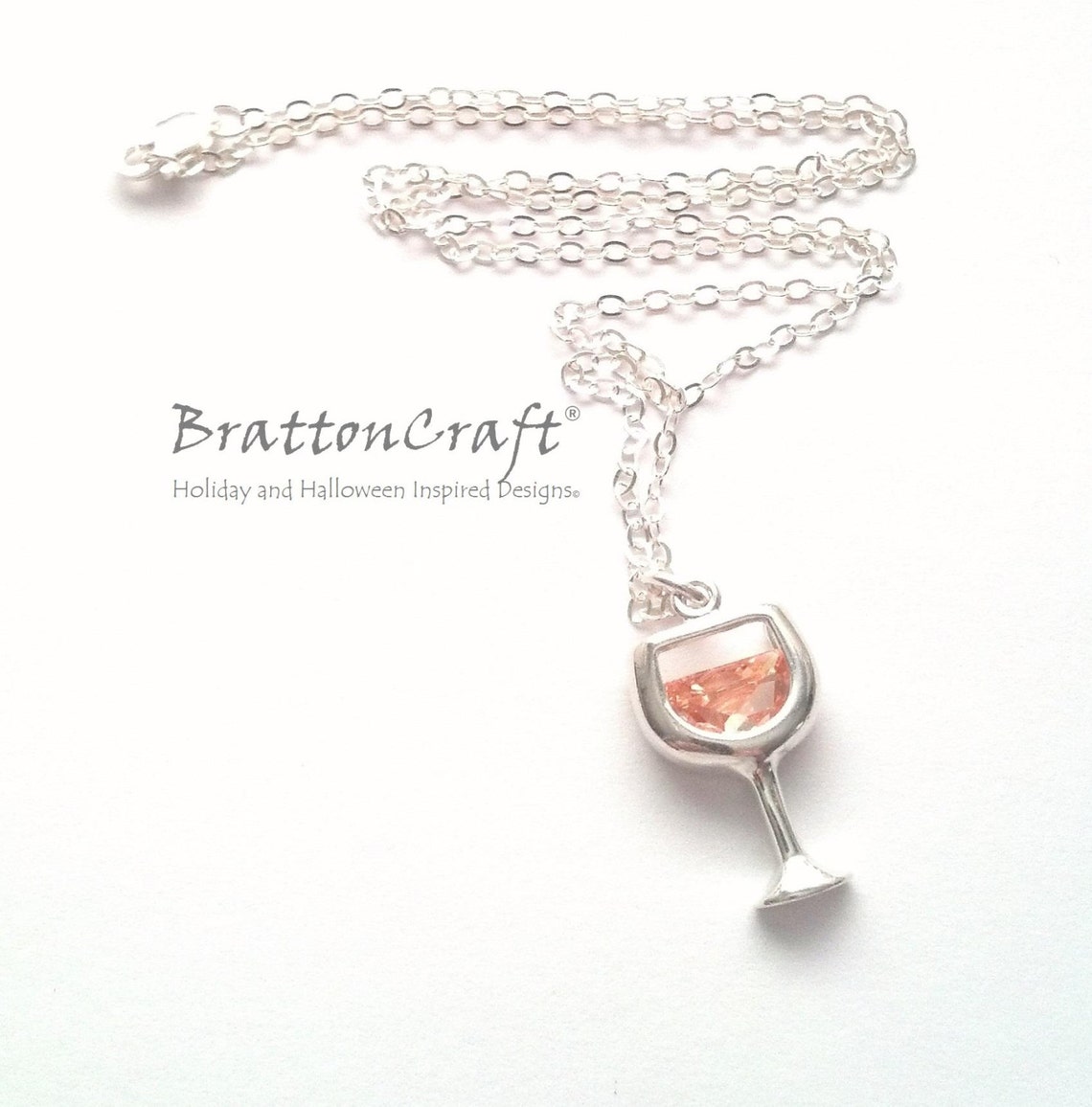 Sterling Silver Wine Glass Necklace White Wine Glass Etsy