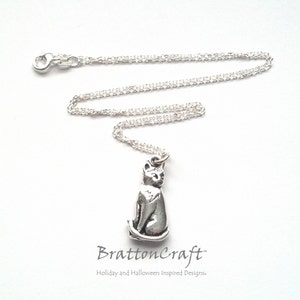 Silver Cat Necklace - Silver Sitting Cat Necklace - Silver Cat Necklace - Cat Jewelry - Cat Charm