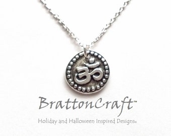 Silver Om Necklace - Silver Aum Necklace - Yoga Necklace - Spiritual Necklace - Mantra Necklace