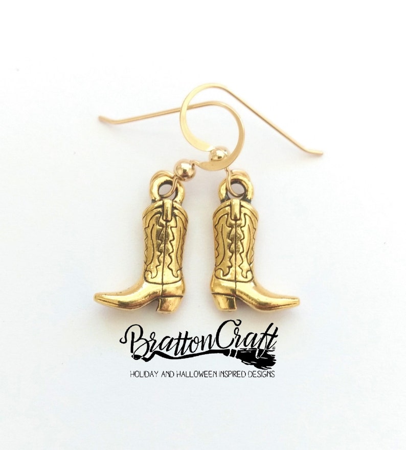 Gold Cowboy Boot Earrings Western Boot Earrings Cowgirl Etsy