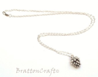 Sterling Silver Pine Cone Necklace: Christmas, Nature Jewelry