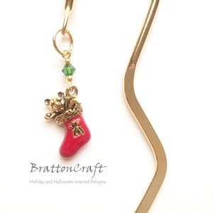 Christmas Stocking Bookmark - Christmas Bookmark - Stocking Bookmark - Book Lover - Holiday Bookmark