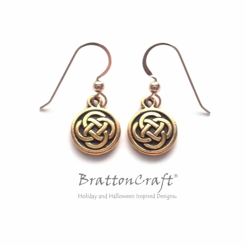 Gold Celtic Knot Earrings Antique Gold Celtic Earrings Etsy