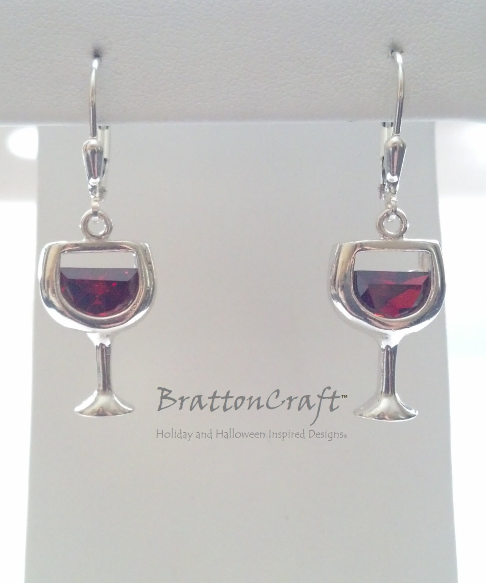 Red Wine Glass Earrings Red Wine Earrings Sterling Silver Etsy