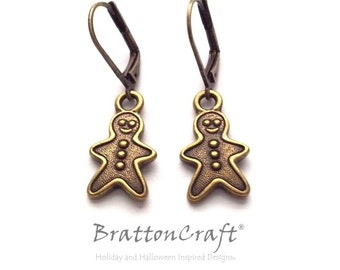 Gingerbread Man Earrings - Christmas Earrings - Christmas Jewelry - Holiday Earrings - Holiday Jewelry
