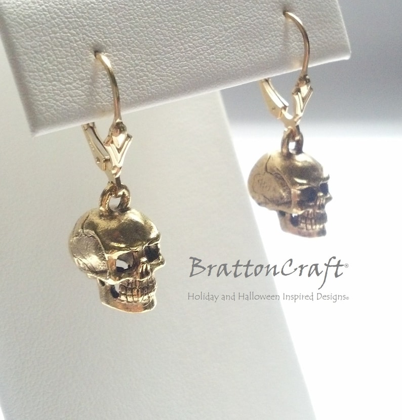 Gold Skull Earrings Skull Earrings Halloween Earrings - Etsy