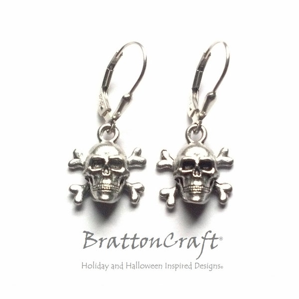 Skull and Crossbones Earrings - Jolly Roger Earrings - Halloween Earrings - Pirate Earrings - Skull and Bones Earrings