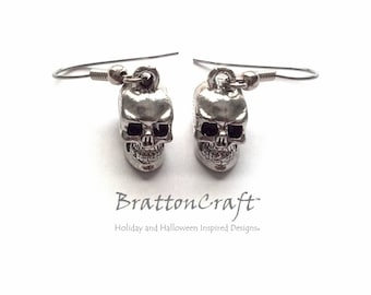 Orecchini in argento sterling 925 con teschio e zucca, con