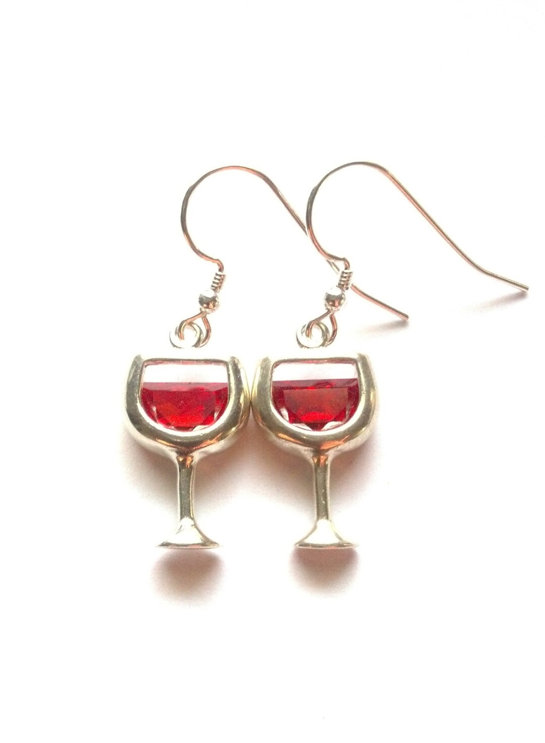 Red Wine Glass Earrings Red Wine Earrings Sterling Silver Etsy UK
