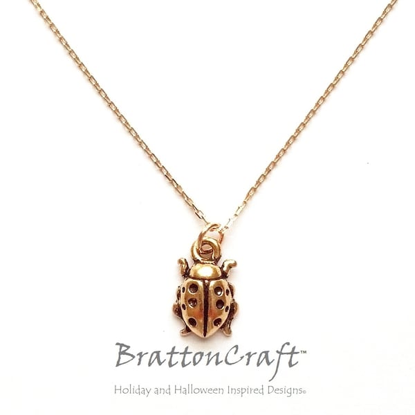 Gold Ladybug Necklace - Ladybug Necklace - Ladybug Jewelry - Insect Necklace - Insect Jewelry