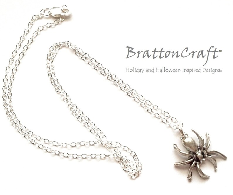 Spooky Jewelry Halloween Necklace Halloween Jewelry Spider Jewelry Silver Spider Necklace Spider Necklace