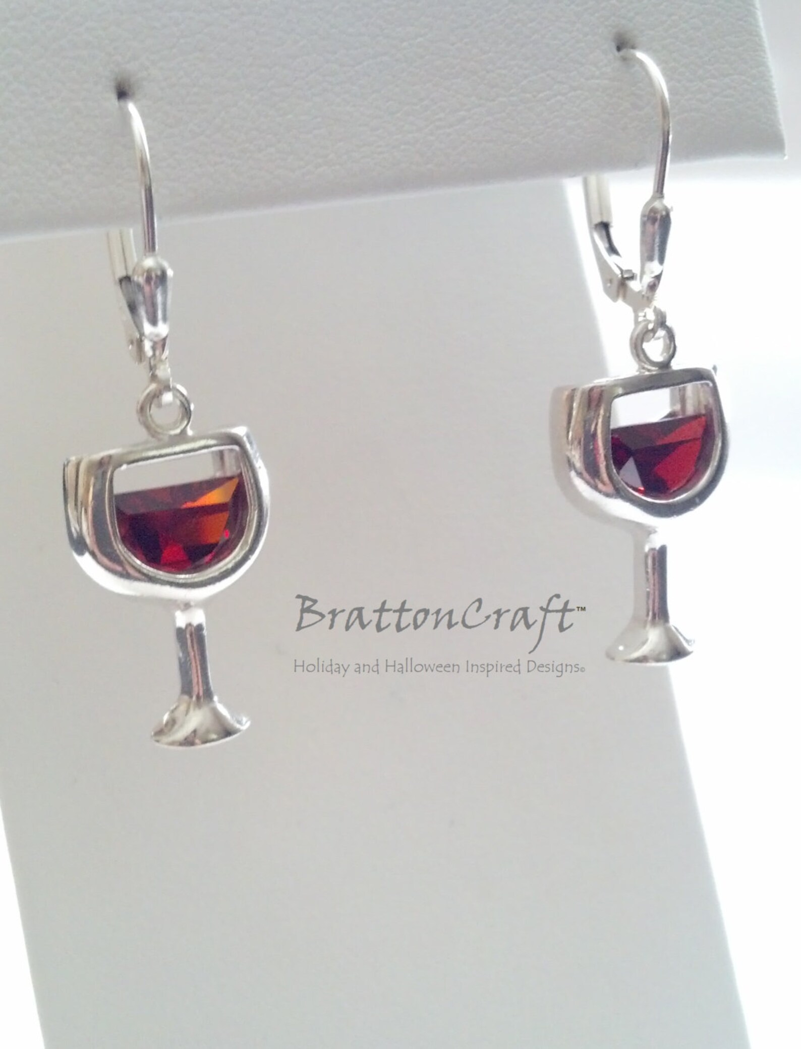 Red Wine Glass Earrings Red Wine Earrings Sterling Silver Etsy