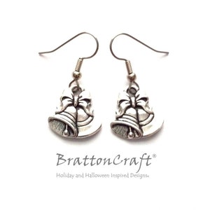 Silver Bells Earrings - Holiday Earrings - Christmas Earrings - Bridesmade Earrings - Wedding Bells Earrings