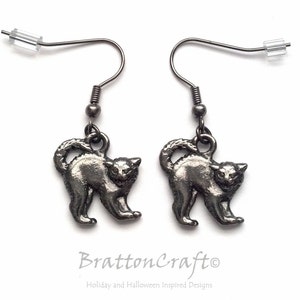 Pendientes de gato negro - Pendientes de Halloween - Joyas de Halloween - Pendientes de gato - Joyas de gato - Samhain - Witch Familiar