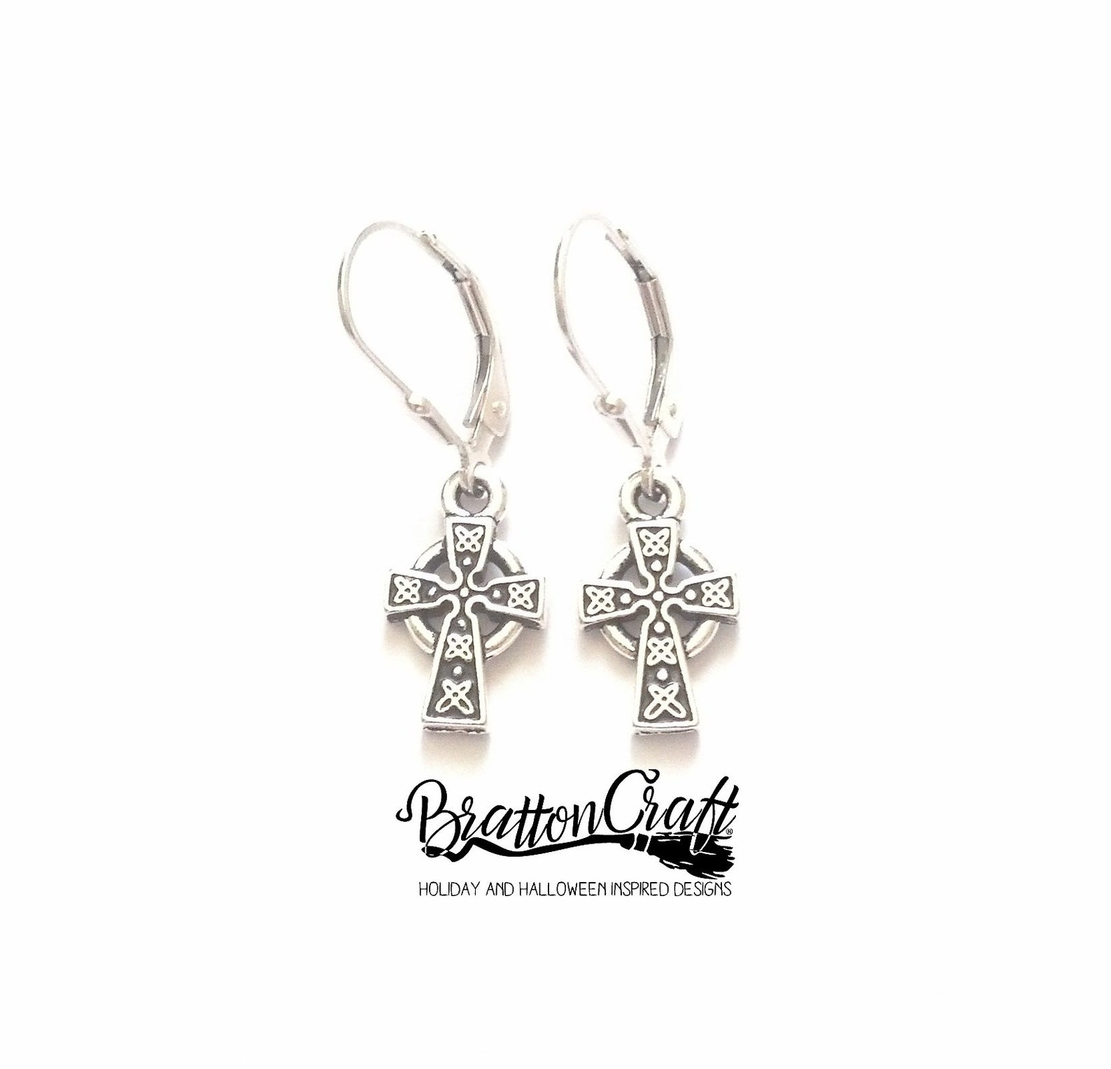 Silver Celtic Cross Earrings Cross Earrings Christian Etsy