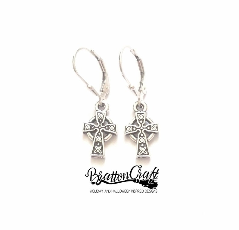 Silver Celtic Cross Earrings Cross Earrings Christian Etsy