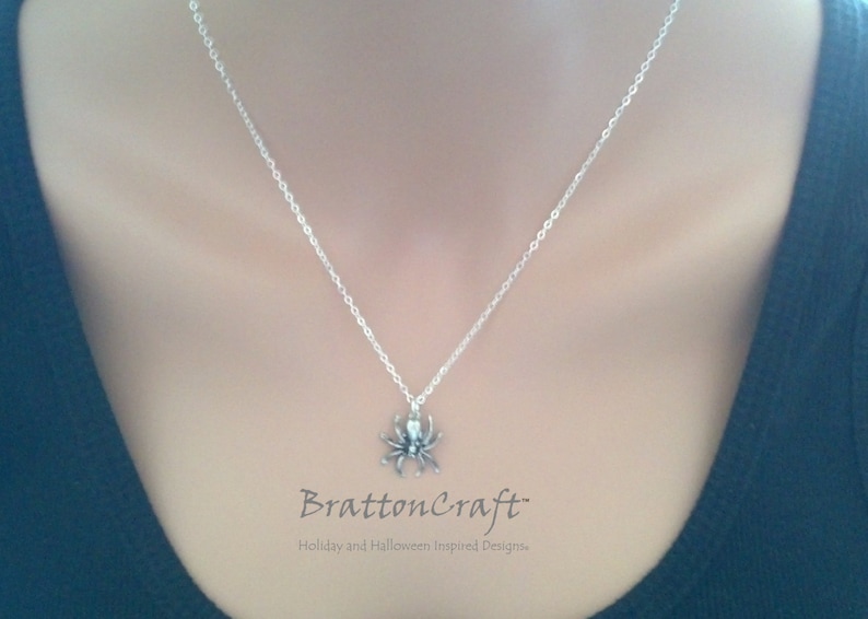 Spooky Jewelry Halloween Necklace Halloween Jewelry Spider Jewelry Silver Spider Necklace Spider Necklace